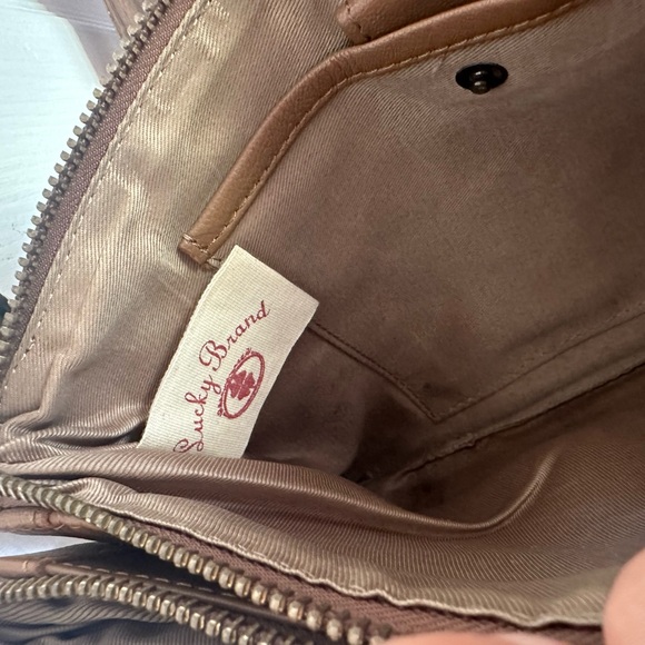 Lucky Brand Cross Body Brown Leather Fringe Boho Purse - Picture 15 of 16